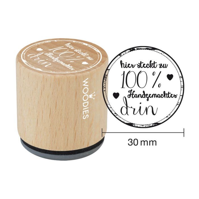 Woodies Motivstempel - Hier steckt zu 100% Handgemachtes drin