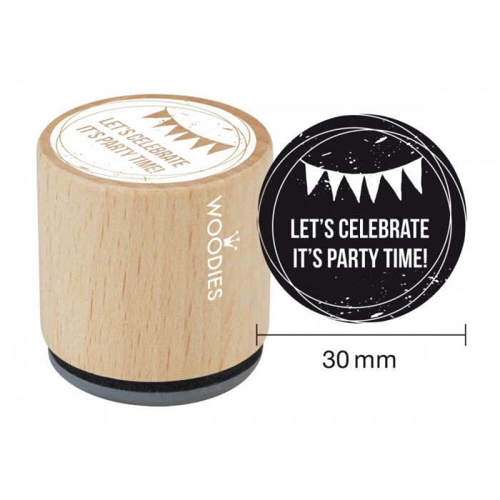 Woodies Rubber Stamp - Let's Celebrate It's Party Time