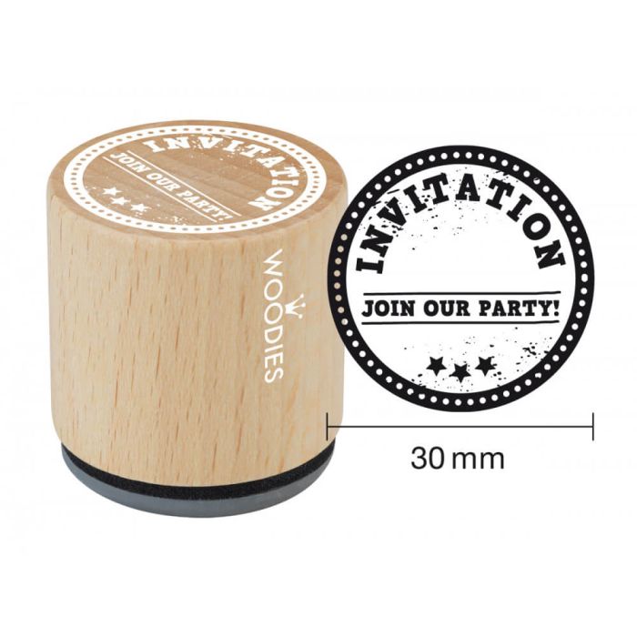 Woodies Rubber Stamp - Invitation Join Our Party