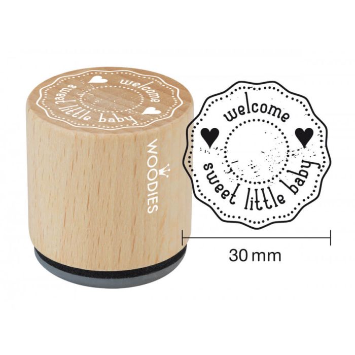 Woodies Rubber Stamp - Welcome Sweet Little Baby